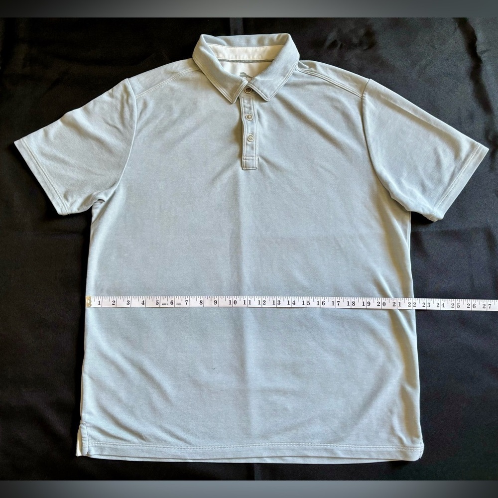 Tommy Bahama Size Large Shirt Polo Mens Light Blue Short Sleeve - Picture 2 of 6